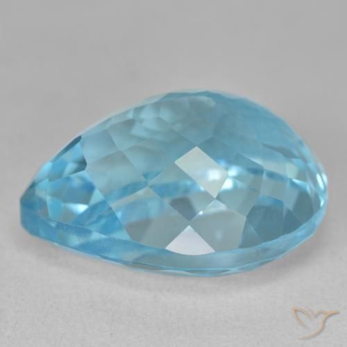 Topacio Azul Suizo natural de 25.41 ct, En forma de pera, VVS-VS