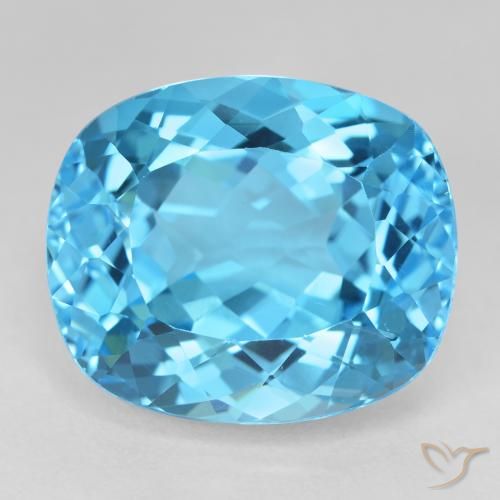 26.00ct Natural Azul Suizo Topacio, Forma Cojín, VVS