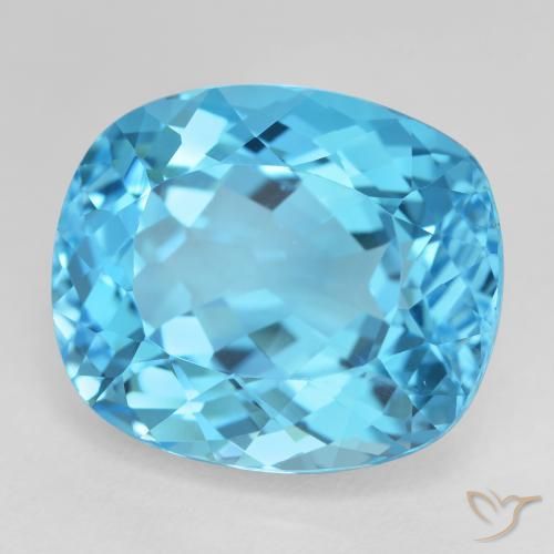 Topacio Azul Suizo natural de 26.00 ct, Forma Cojín, VVS