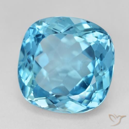 Topacio Azul Suizo natural de 21.83 ct, Forma Cojín, VVS-VS