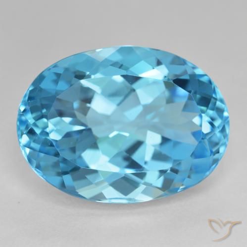 27.52ct Natural Azul Suizo Topacio, Ovalada, VVS-VS