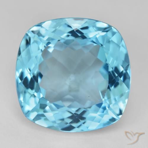 29.54ct Natural Azul Suizo Topacio, Forma Cojín, VVS-VS