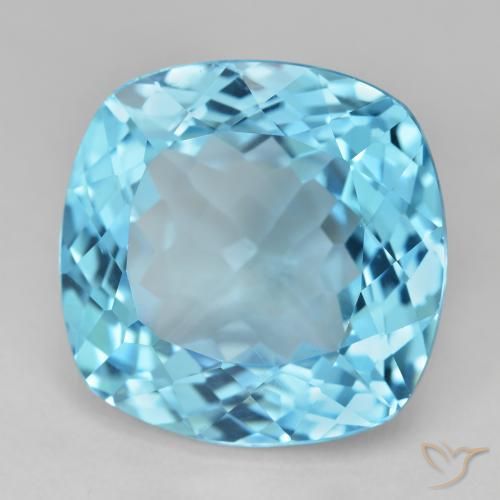 Topacio Azul Suizo natural de 29.54 ct, Forma Cojín, VVS-VS