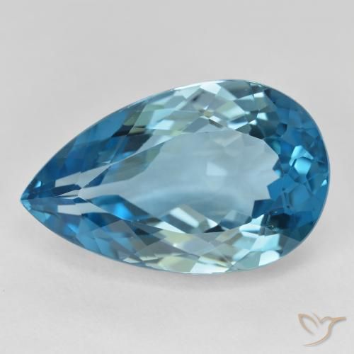 22.19ct Natural Azul Suizo Topacio, En forma de pera, VVS-VS