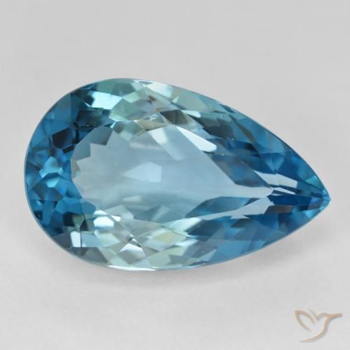 Topacio Azul Suizo natural de 22.19 ct, En forma de pera, VVS-VS