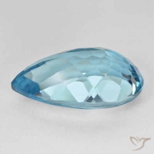Topacio Azul Suizo natural de 22.19 ct, En forma de pera, VVS-VS