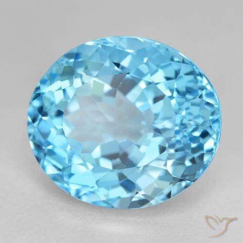 Topacio Azul Suizo natural de 21.10 ct, Ovalada, VVS-VS