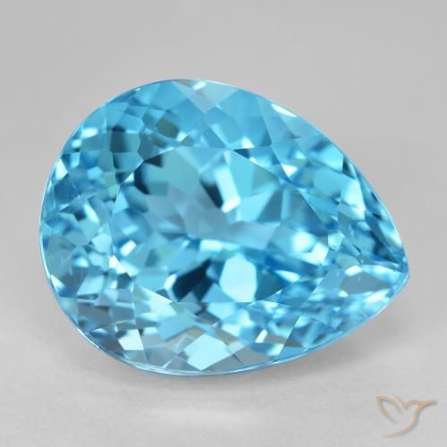 Topacio Azul Suizo natural de 23.23 ct, En forma de pera, VVS-VS