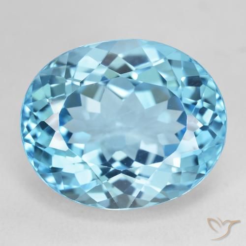 22.53ct Natural Azul Suizo Topacio, Ovalada, VVS-VS