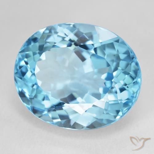 Topacio Azul Suizo natural de 22.53 ct, Ovalada, VVS-VS