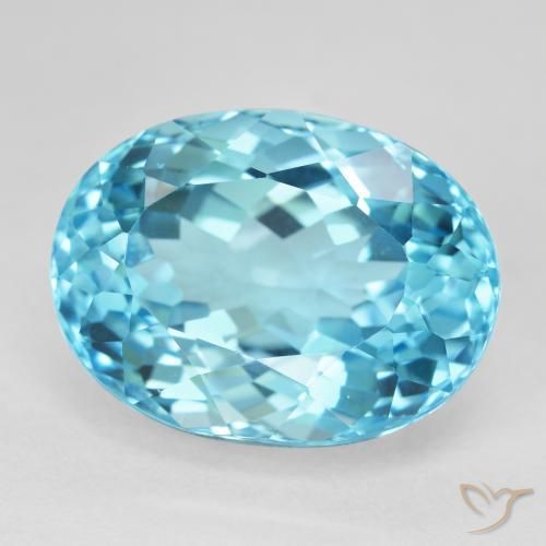 Topacio Azul Suizo natural de 25.84 ct, Corte Óvalo, VVS-VS