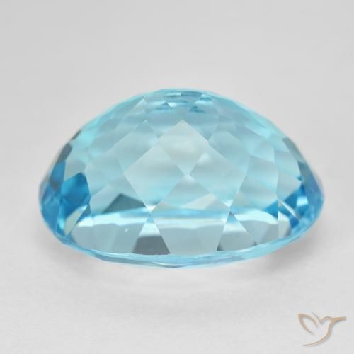 Topacio Azul Suizo natural de 25.84 ct, Corte Óvalo, VVS-VS