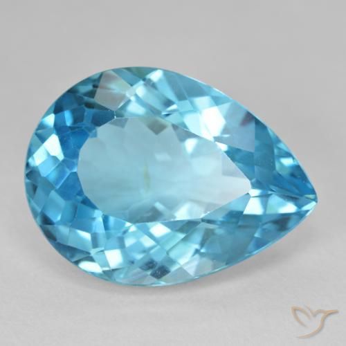 Topacio Azul Suizo natural de 28.60 ct, En forma de pera, VVS-VS