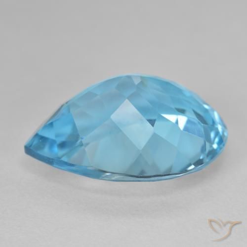 Topacio Azul Suizo natural de 28.60 ct, En forma de pera, VVS-VS