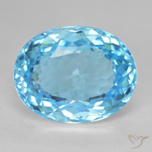 28.06ct Natural Azul Suizo Topacio, Ovalada, VVS-VS