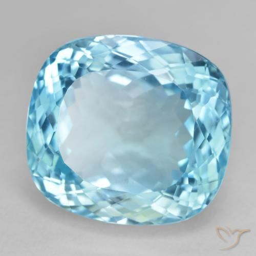 Topacio Azul Suizo natural de 28.00 ct, Forma Cojín, VVS-VS