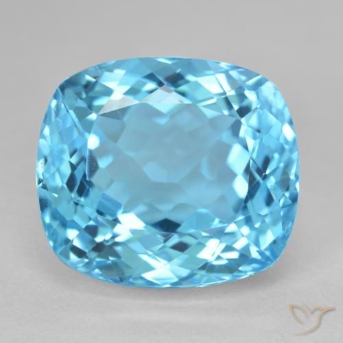 Topacio Azul Suizo natural de 23.75 ct, Forma Cojín, VS