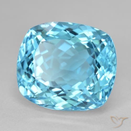 Topacio Azul Suizo natural de 23.75 ct, Forma Cojín, VS