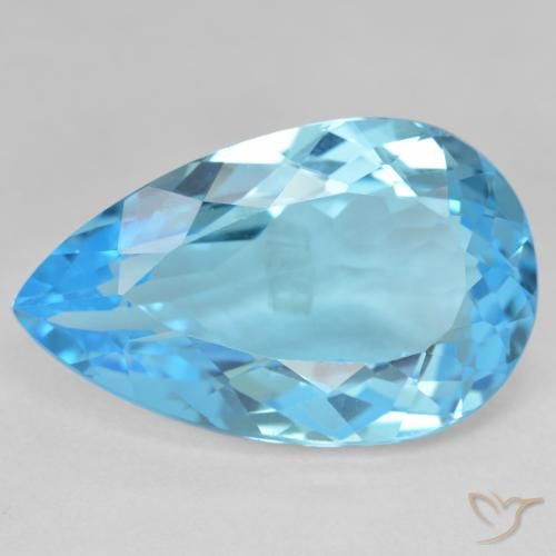 Topacio Azul Suizo natural de 27.27 ct, En forma de pera, VVS-VS