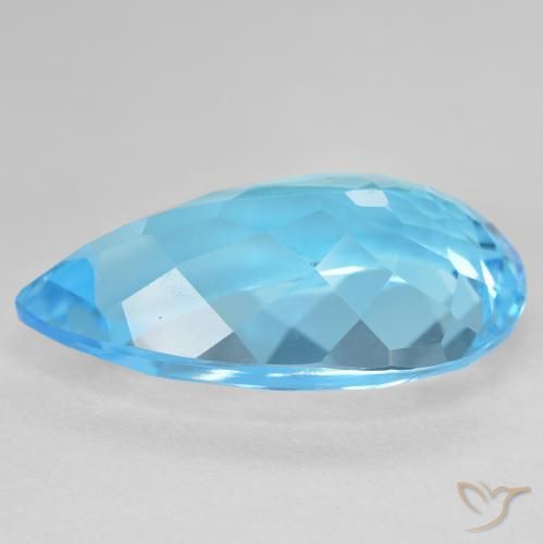 Topacio Azul Suizo natural de 27.27 ct, En forma de pera, VVS-VS