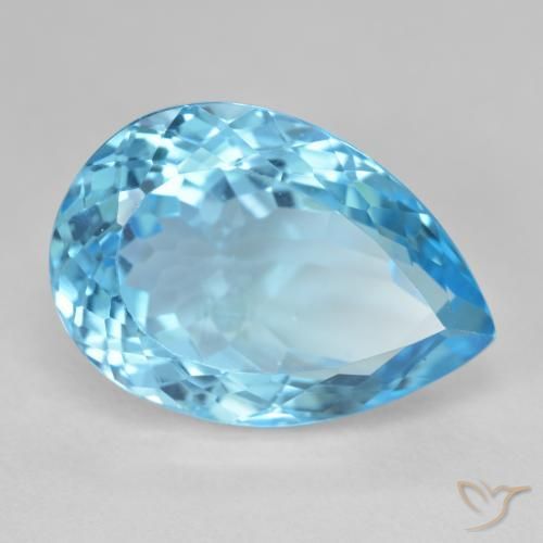 Topacio Azul Suizo natural de 28.78 ct, En forma de pera, VS