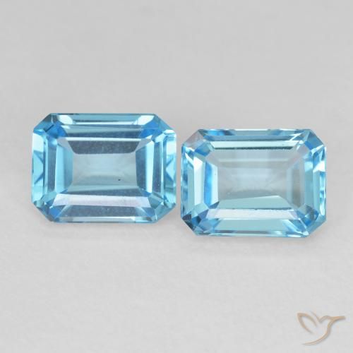Gemas de Topacio Azul Suizo natural de 3.96 ct, Corte Octágono / Esmeralda, VVS