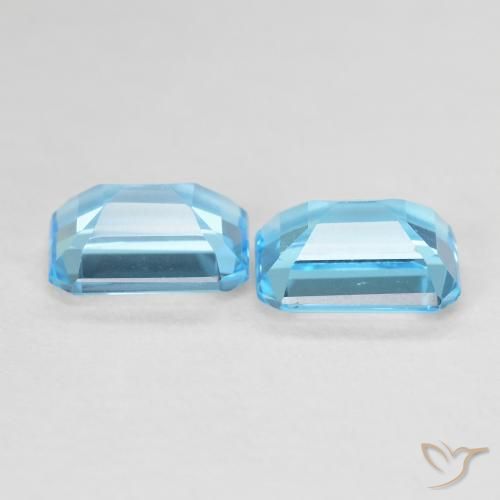 Gemas de Topacio Azul Suizo natural de 3.96 ct, Corte Octágono / Esmeralda, VVS