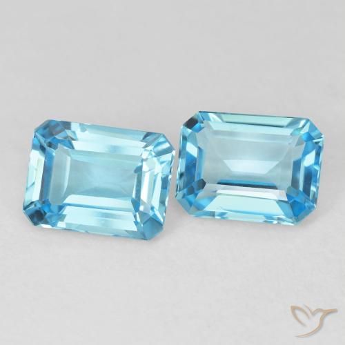 Gemas de Topacio Azul Suizo natural de 3.86 ct, Corte Octágono / Esmeralda, VVS