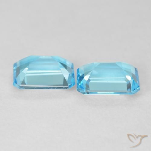 Gemas de Topacio Azul Suizo natural de 3.86 ct, Corte Octágono / Esmeralda, VVS