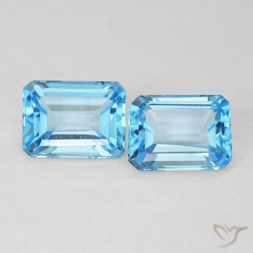 Gemas de Topacio Azul Suizo natural de 3.68 ct, Corte Octágono / Esmeralda, VVS-VS