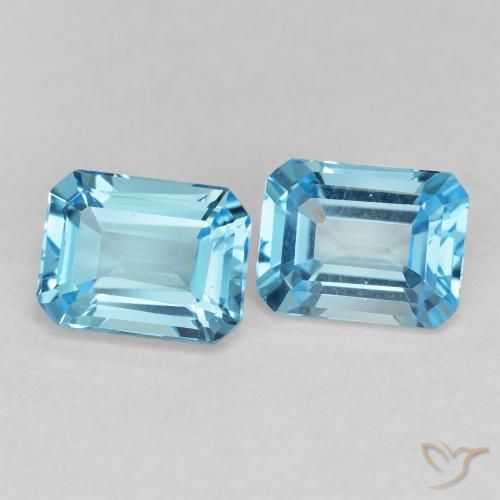 Gemas de Topacio Azul Suizo natural de 3.89 ct, Corte Octágono / Esmeralda, VVS-VS