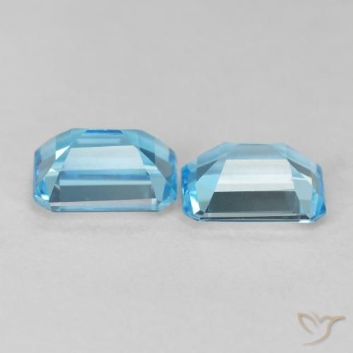 Gemas de Topacio Azul Suizo natural de 3.89 ct, Corte Octágono / Esmeralda, VVS-VS