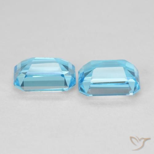 Gemas de Topacio Azul Suizo natural de 3.88 ct, Corte Octágono / Esmeralda, VVS-VS