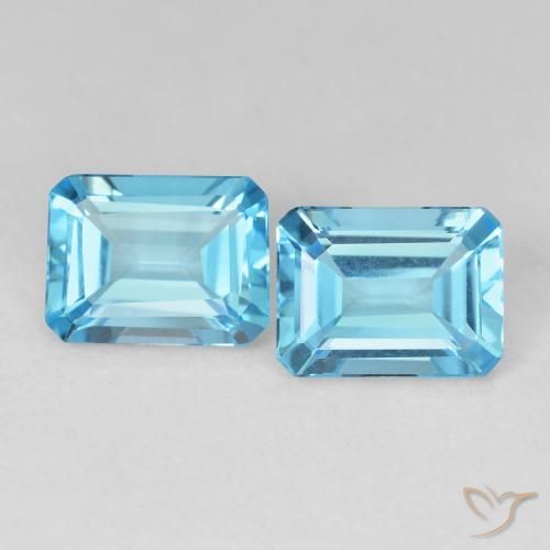 3.56ctw Natural Azul Suizo Topacio, corte esmeralda, VVS-VS
