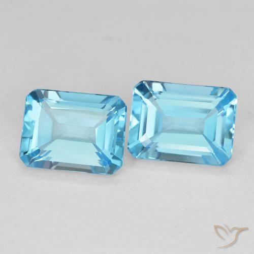 Gemas de Topacio Azul Suizo natural de 3.56 ct, Corte Octágono / Esmeralda, VVS-VS