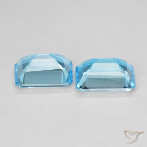 Gemas de Topacio Azul Suizo natural de 3.56 ct, Corte Octágono / Esmeralda, VVS-VS