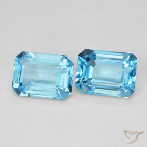 Gemas de Topacio Azul Suizo natural de 3.81 ct, Corte Octágono / Esmeralda, VVS-VS