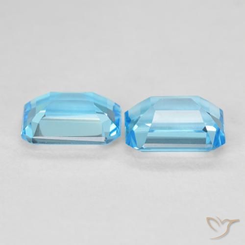 Gemas de Topacio Azul Suizo natural de 3.81 ct, Corte Octágono / Esmeralda, VVS-VS