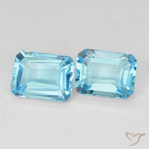 Gemas de Topacio Azul Suizo natural de 3.84 ct, Corte Octágono / Esmeralda, VVS-VS
