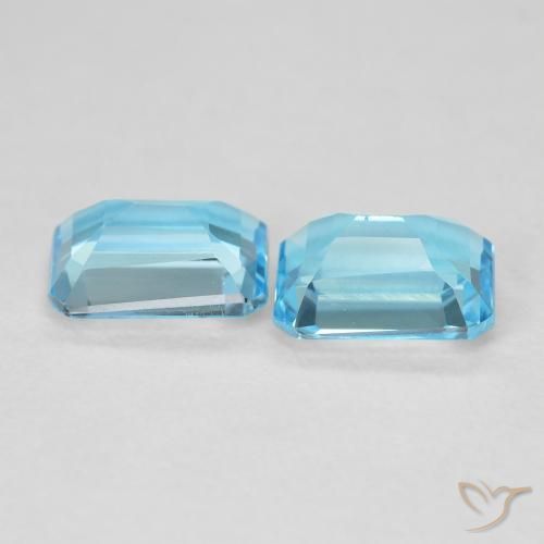 Gemas de Topacio Azul Suizo natural de 3.84 ct, Corte Octágono / Esmeralda, VVS-VS