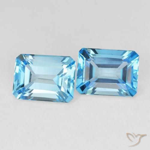 Gemas de Topacio Azul Suizo natural de 3.94 ct, Corte Octágono / Esmeralda, VVS-VS