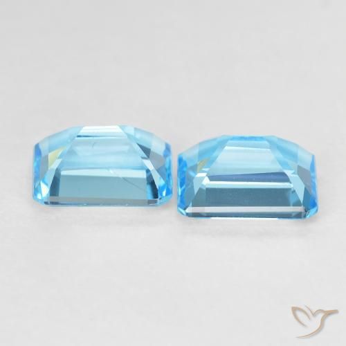 Gemas de Topacio Azul Suizo natural de 3.94 ct, Corte Octágono / Esmeralda, VVS-VS
