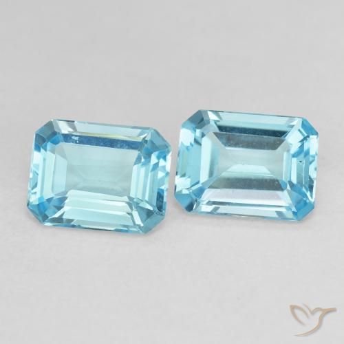 Gemas de Topacio Azul cielo claro natural de 3.35 ct, Corte Octágono / Esmeralda, VVS-VS