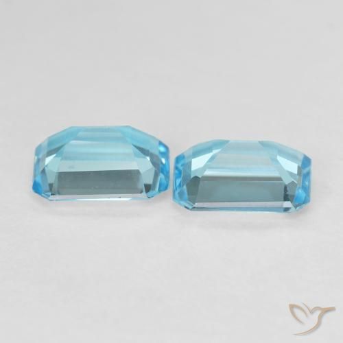 Gemas de Topacio Azul cielo claro natural de 3.35 ct, Corte Octágono / Esmeralda, VVS-VS