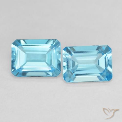 3.40ctw Natural Azul Suizo Topacio, corte esmeralda, VVS-VS