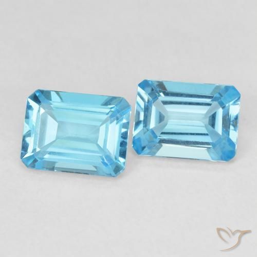 Gemas de Topacio Azul Suizo natural de 3.40 ct, Corte Octágono / Esmeralda, VVS-VS