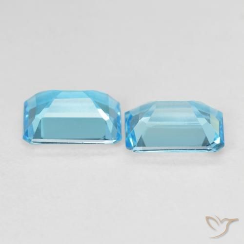 Gemas de Topacio Azul Suizo natural de 3.40 ct, Corte Octágono / Esmeralda, VVS-VS