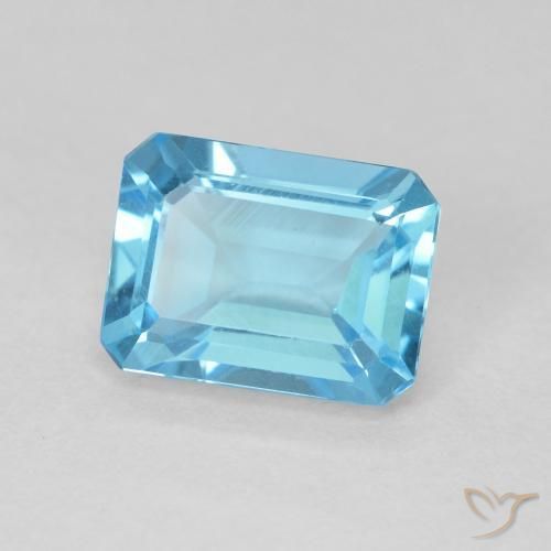 Topacio Azul Suizo natural de 1.90 ct, Corte Octágono / Esmeralda, VVS-VS