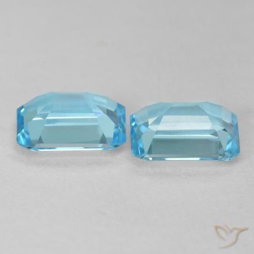 Gemas de Topacio Azul Suizo natural de 3.64 ct, Corte Octágono / Esmeralda, VVS