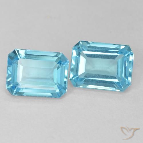 Gemas de Topacio Azul Suizo natural de 3.73 ct, Corte Octágono / Esmeralda, VVS